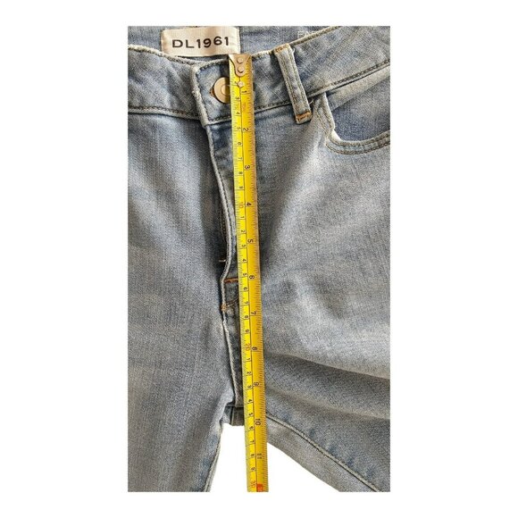 DL1961 Jeans Women Sz 26 Blue Instaslim Ankle Mid-Rise Distressed Thrashed - Picture 4 of 15